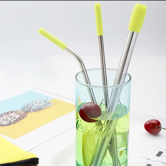 5/25 5 PC Stainless Steel Straw set, Reusable Metal Straws With Silicone Tips - Picture 3 of 8